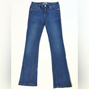 Kensie Jeans Mid Rise Bootcut Womens Size 25-P Dark Wash Blue Stretch Denim